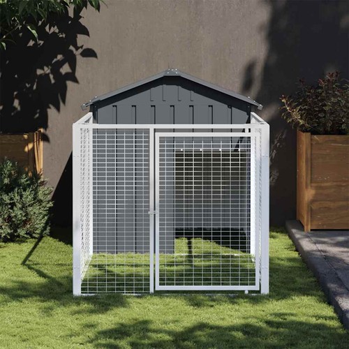 Dog house with run anthracite - dog,