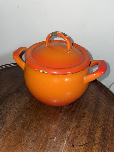 Vintage french orange enamel - french,