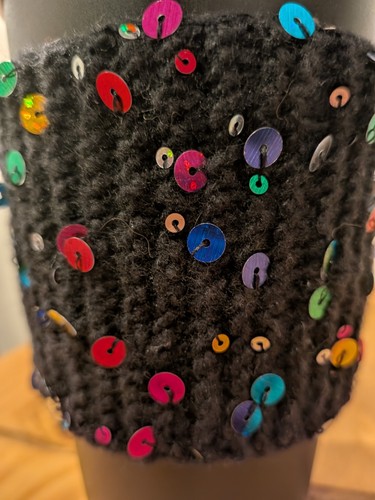Handmade knitted coffee cup - coffee,