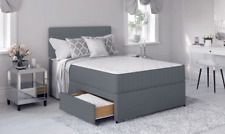 Grey Divan Bed with Memory Foam Mattress & Headboard 3FT Single 4FT6 Double 5FT