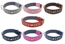 1.5 inch wide Studded Leather Dog Collar with English / British Bulldog Badge