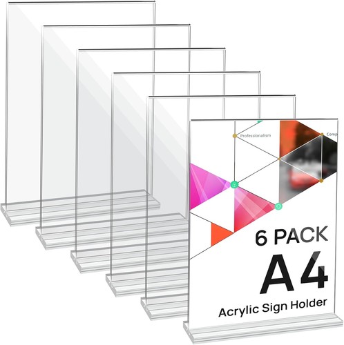 Acrylic sign holder 6 pack - acrylic,