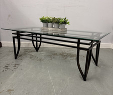 Industrial Style Glass Topped and Metal Coffee Table