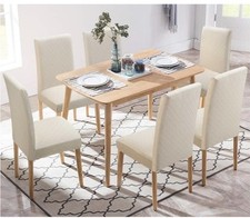 Stretch Fit Chair Covers Slipcovers Dining Room Wedding Banquet Party Cream x 4