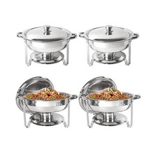 IMACONE Chafing Dish Buffet Set 4 Pack, 5QT Round Stainless Steel Chafer for ...