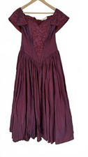 Vintage Off-Shoulder Burgundy Ball Gown Dress – Size 12