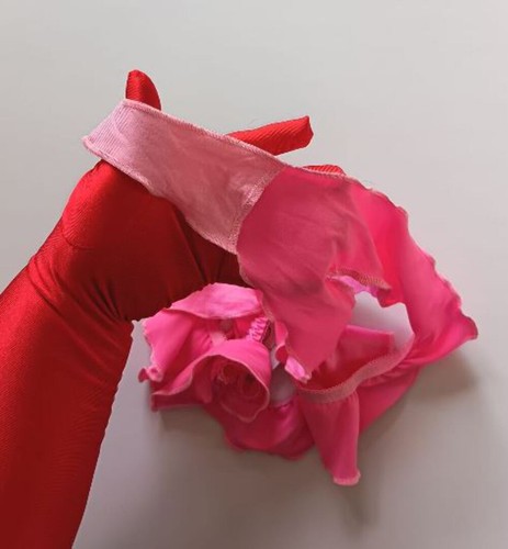 Pink satin frilly ruffle - satin,