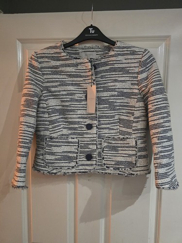 Blue and white textured tweed - blue,