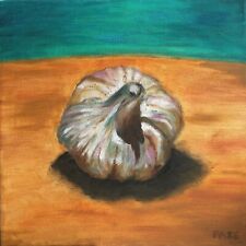 Original Oil Painting. Scent Of A Kitchen. Garlic. On Canvas. 30.5 / 30.5 Cm. 
