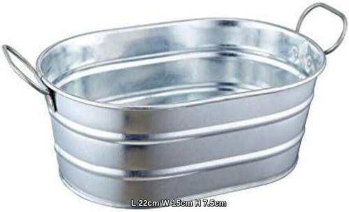 Metal galvanised oval tub - metal,