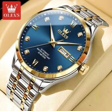 OLEVS Stainless Steel Men Watches Automatic Luxury Diamond Silver Gold and Blue
