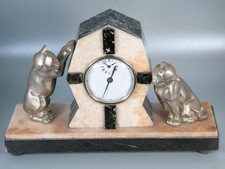 RARE ART DECO CATS REGULATOR MANTEL CLOCK marble case UNUSUAL CENTRE SECONDS