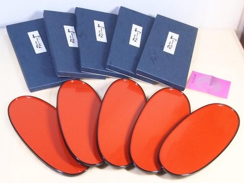 Wajima lacquer oval tray - lacquer, set