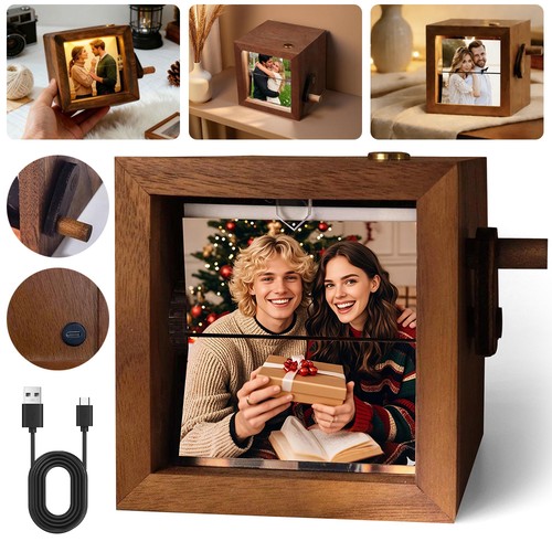 Hand crank wooden flipbook - wooden,