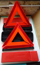 Pair of Halfords Hazard Warning Triangles 27R034035 in storage case