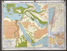 VINTAGE A.J. Nystrom Map Early Civilization Egypt School Classroom A.H. 3