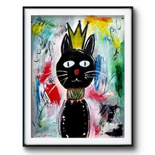 Black Cat Queen Graffiti 12x16