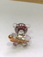 Swarovski Crystal Cute Teddy Brooch/Pin Playing Tennis. Boxed.