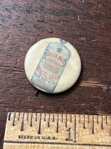 Roller mill white loaf pinback - mill,