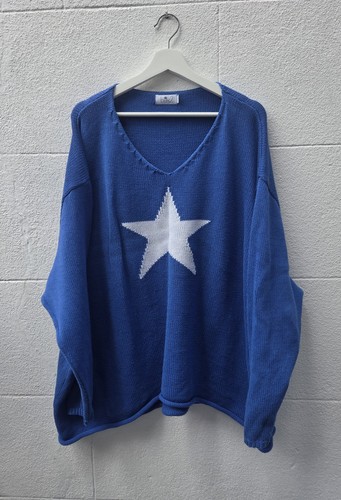 Royal blue knitted jumper with - blue,