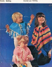 2128 Girls Babies DK  Poncho Vintage Knitting & CROCHET Pattern COPY 3 sizes