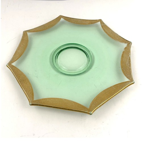 Vtg green depression octagon - depression,