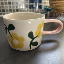 Caroline Gardner Flower Mug With Pink Handle, VGC, RRP £14