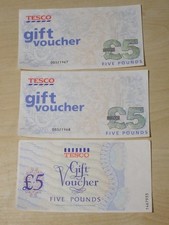 TESCO  SUPERMARKET SHOP GIFT VOUCHERS  VINTAGE £15 PAPER COUPONS  VGC