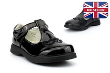 Girls School Shoes T-Bar Flats Loafers Dolly Touch Fastening Shiny Patent Matt
