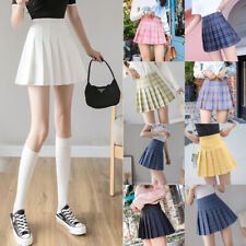 Women High Waist Pleated Plaid Casual Tennis Style Girl Mini Skirts Skater Skirt