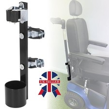 Steel Walking Stick Crutch Support Holder Mount Stand For Mobility Scooter Black