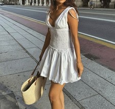 Zara White Short Poplin