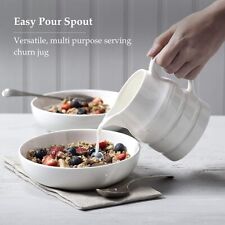 White Fine Porcelain CHURN Shaped Cream or Milk Sauce Gravy Jug Half Pint & Pint