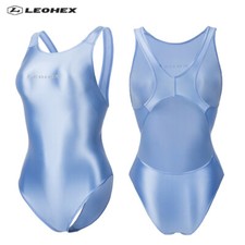 LEOHEX Women's Sexy Glossy Swimmer One Piece Tight High-Waisted Beach Bodysuits