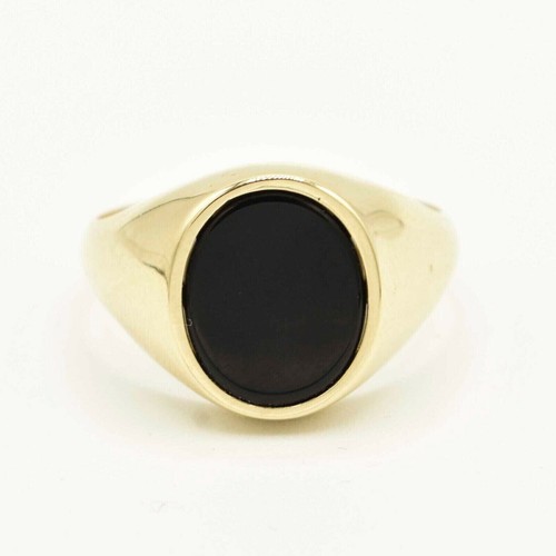 Oval black onyx shiny signet - oval,