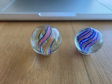 Two German handmade swirl marbles. 26mm and 23mm