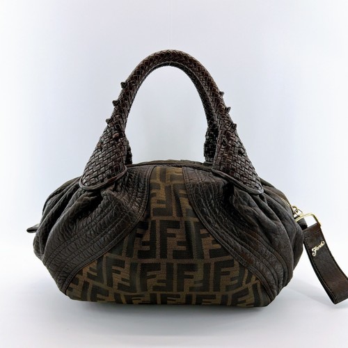 Fendi zucca spy canvas - canvas, leather