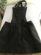 Black Leather Pinafore/dungaree Dress