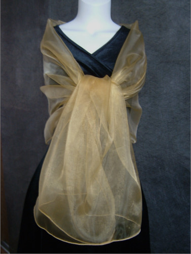 Gold organza shawl scarf - gold,
