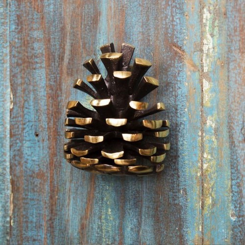 Solid brass pine cone - brass,