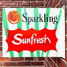 Antique Vintage c1950/60s Sunfresh Orange Juice Shop Advertising Sign Not Enamel