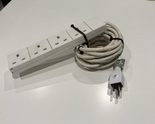 Type B Plug to UK Plug 4 Way 5 Meter Extension Lead Multi Socket. South America