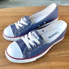 Converse Chuck Taylor All Star Ballet Lace Slip-On Blue Trainers Womens Size 3