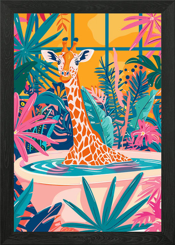 Giraffe bathtub surrounded - giraffe,