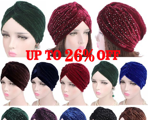 Velvet ladies stretchy turban - stretchy,