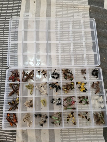 Box with 140 - box, flies