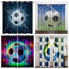 Boys 3D Football Curtains Living room Bedroom Blackout Curtains Ring Top Eyelet