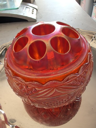 Carnival glass rose bowl and - carnival,