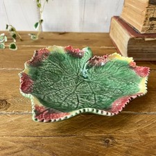 Vintage Bordallo Pinheiro Vine Leaf Majolica Dish. Portugal. 19cms / 7.5"