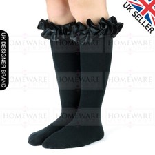 Girls Frilly Satin Knee High